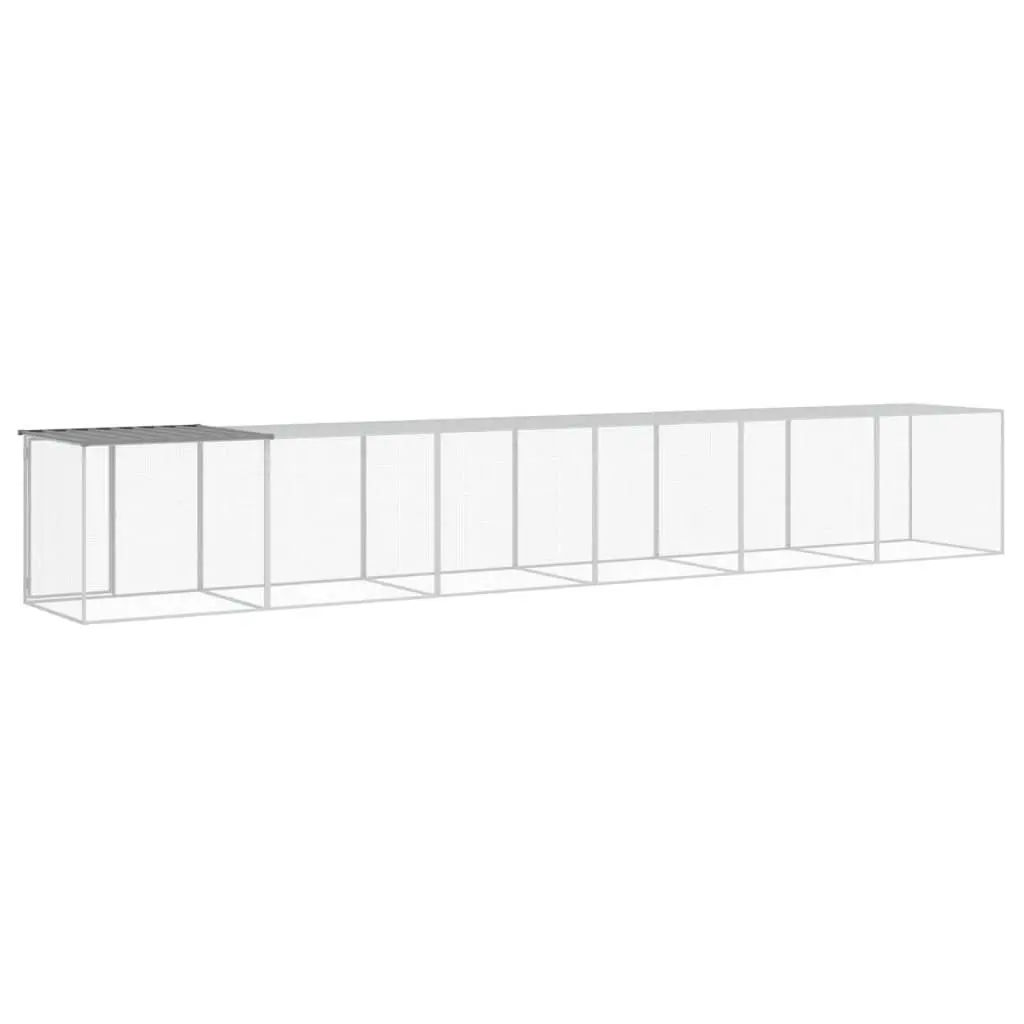 Chicken Cage with Roof 603x98x90 cm Galvanised Steel Coop Hen House Run Pen