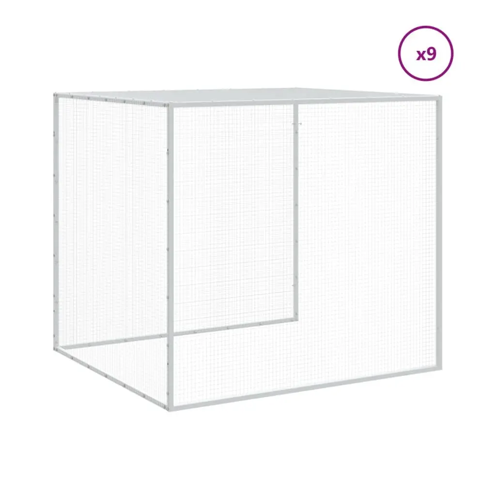 Chicken Cage Grey 1003x98x90 cm Galvanised Steel Coop Run with Roof