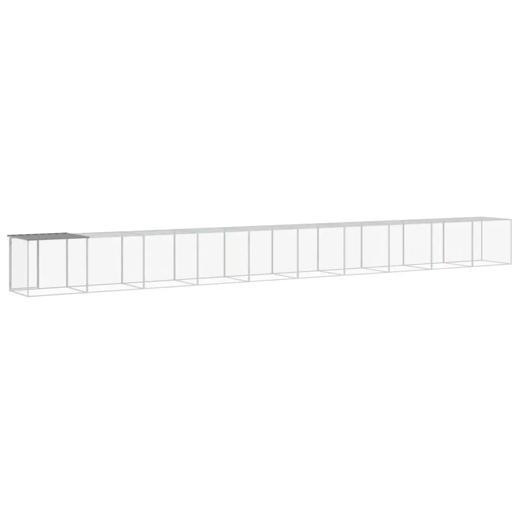 Chicken Cage Grey 1003x98x90 cm Galvanised Steel Coop Run with Roof