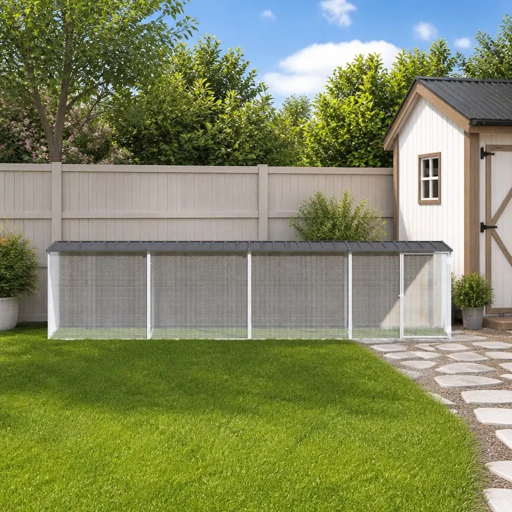 Chicken Cage Anthracite 403x98x90 cm Galvanised Steel with Roof