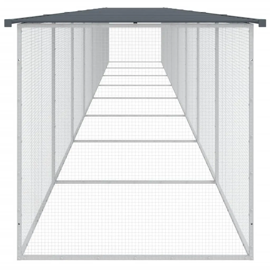 Chicken Cage Anthracite 803x98x90 cm Galvanised Steel Coop with Roof