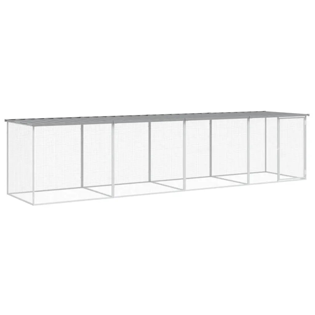 Chicken Cage Grey Galvanised Steel Small Animal Habitat with Roof