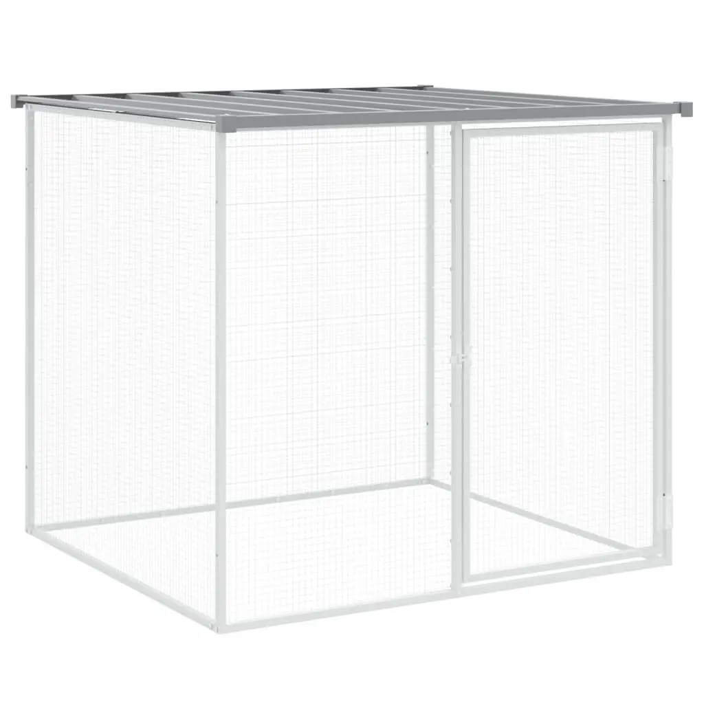 Chicken Cage Grey Galvanised Steel Small Animal Habitat with Roof