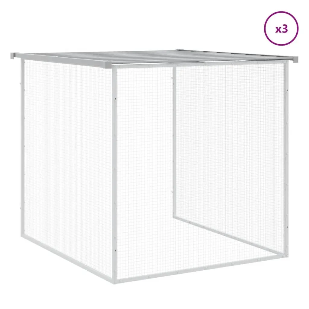 Chicken Cage Grey Galvanised Steel Small Animal Habitat with Roof