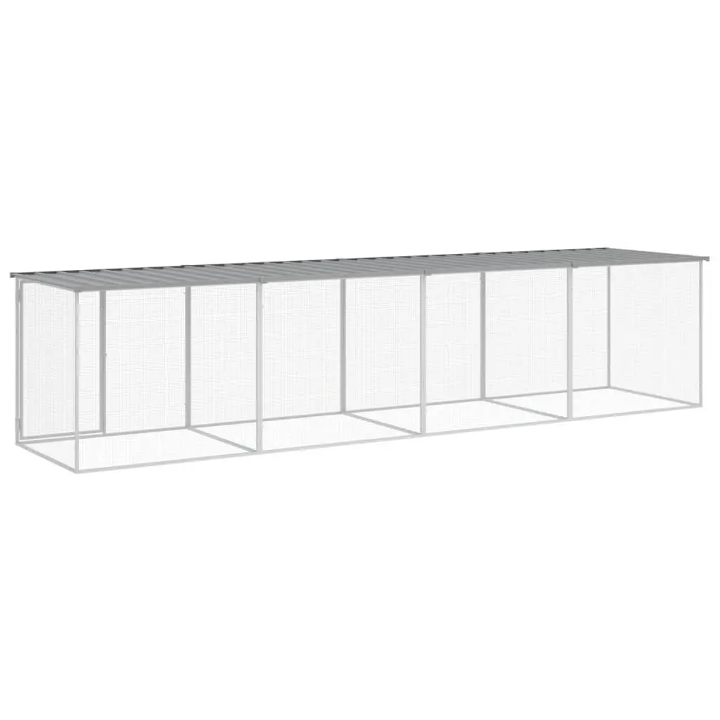 Chicken Cage Grey Galvanised Steel Small Animal Habitat with Roof
