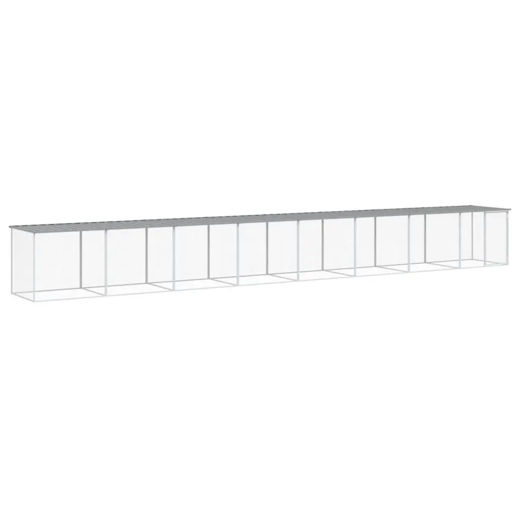 Chicken Cage Grey 803x98x90cm Galvanised Steel with Roof and Lockable Door for Small Animals