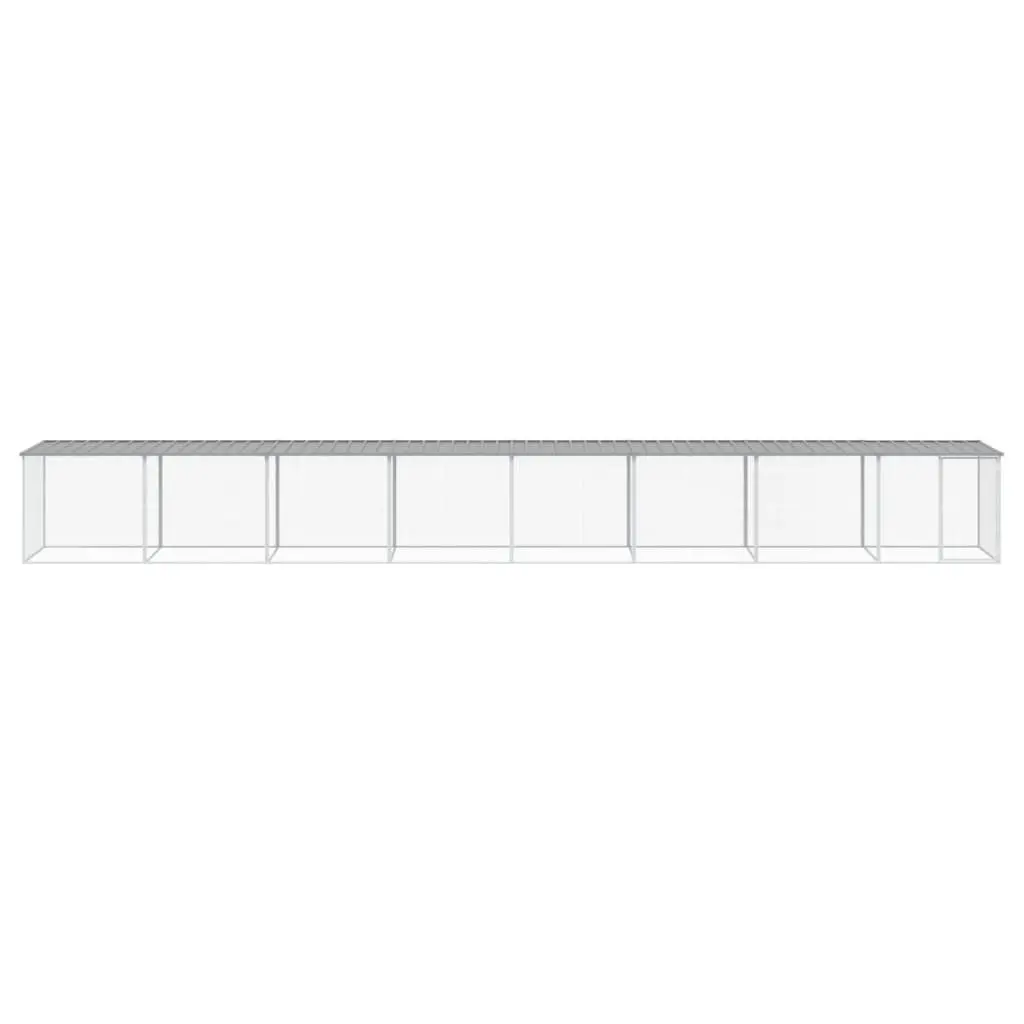 Chicken Cage Grey 803x98x90cm Galvanised Steel with Roof and Lockable Door for Small Animals