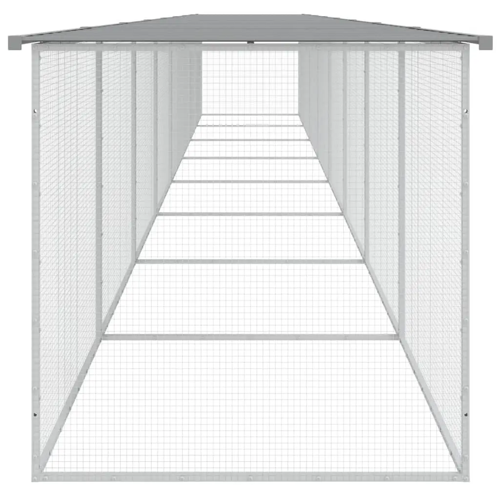 Chicken Cage Grey 803x98x90cm Galvanised Steel with Roof and Lockable Door for Small Animals