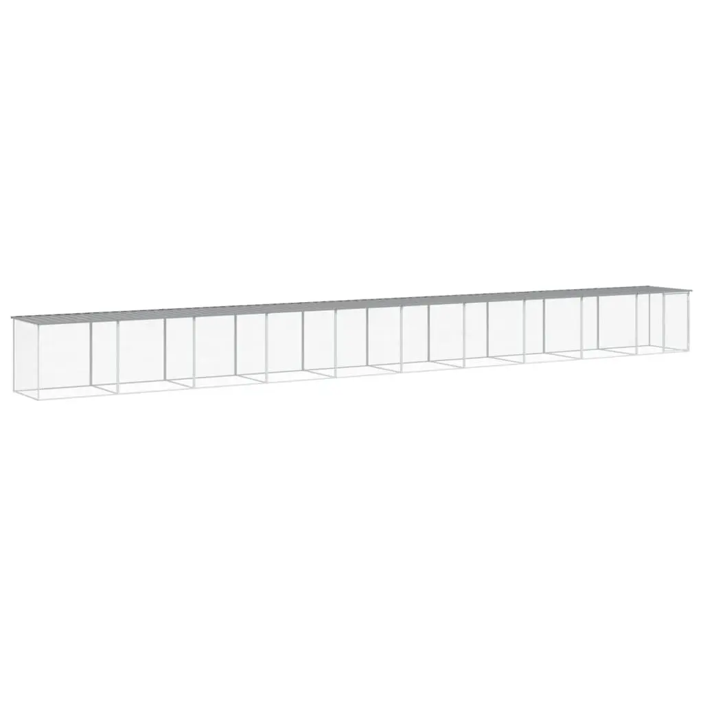 Chicken Cage Grey Small Animal Pen Coop with Roof Galvanised Steel