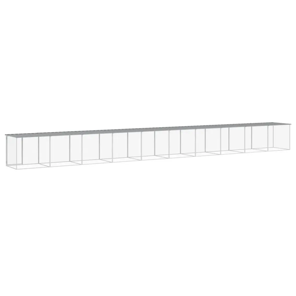 Chicken Cage Grey Small Animal Pen Coop with Roof Galvanised Steel