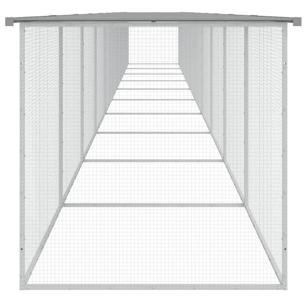 Chicken Cage Grey Small Animal Pen Coop with Roof Galvanised Steel