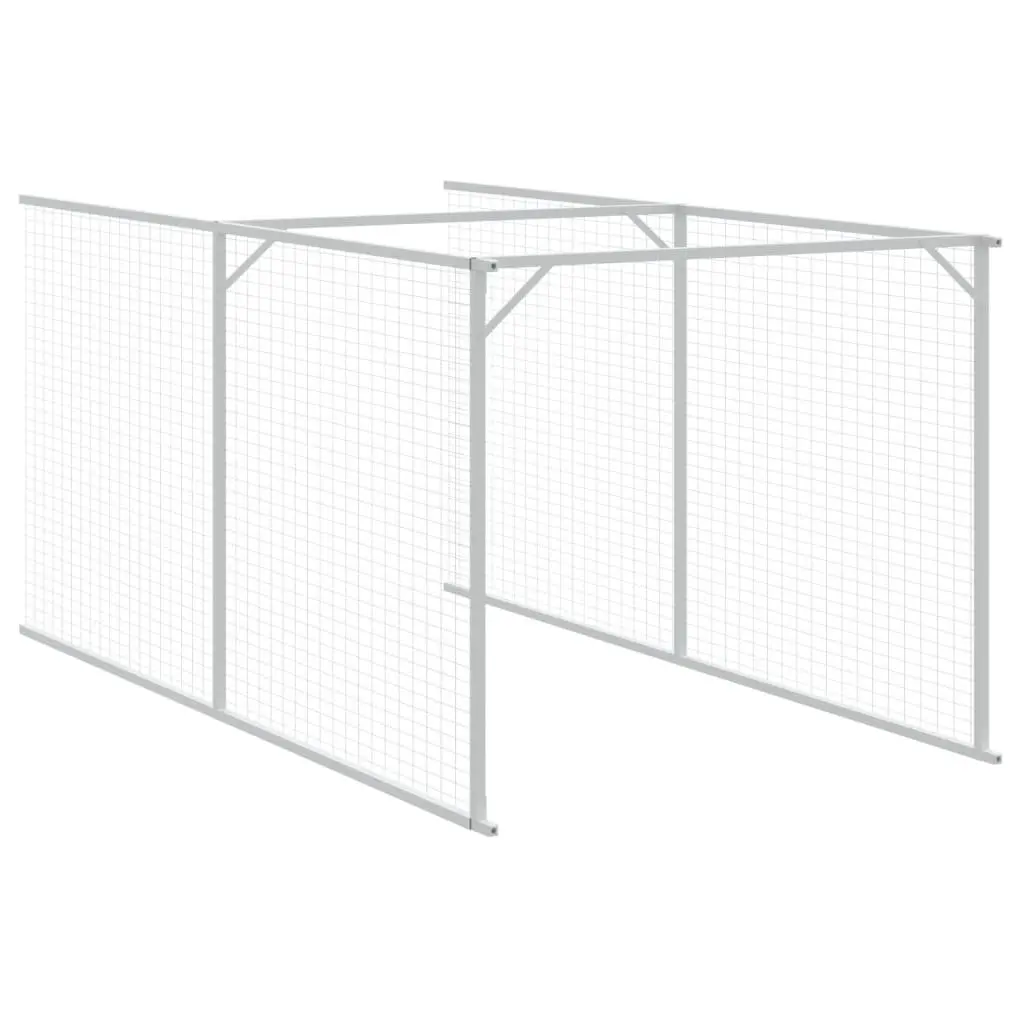 Dog House with Run Anthracite Galvanised Steel Pet Kennel Outdoor Cage Enclosure