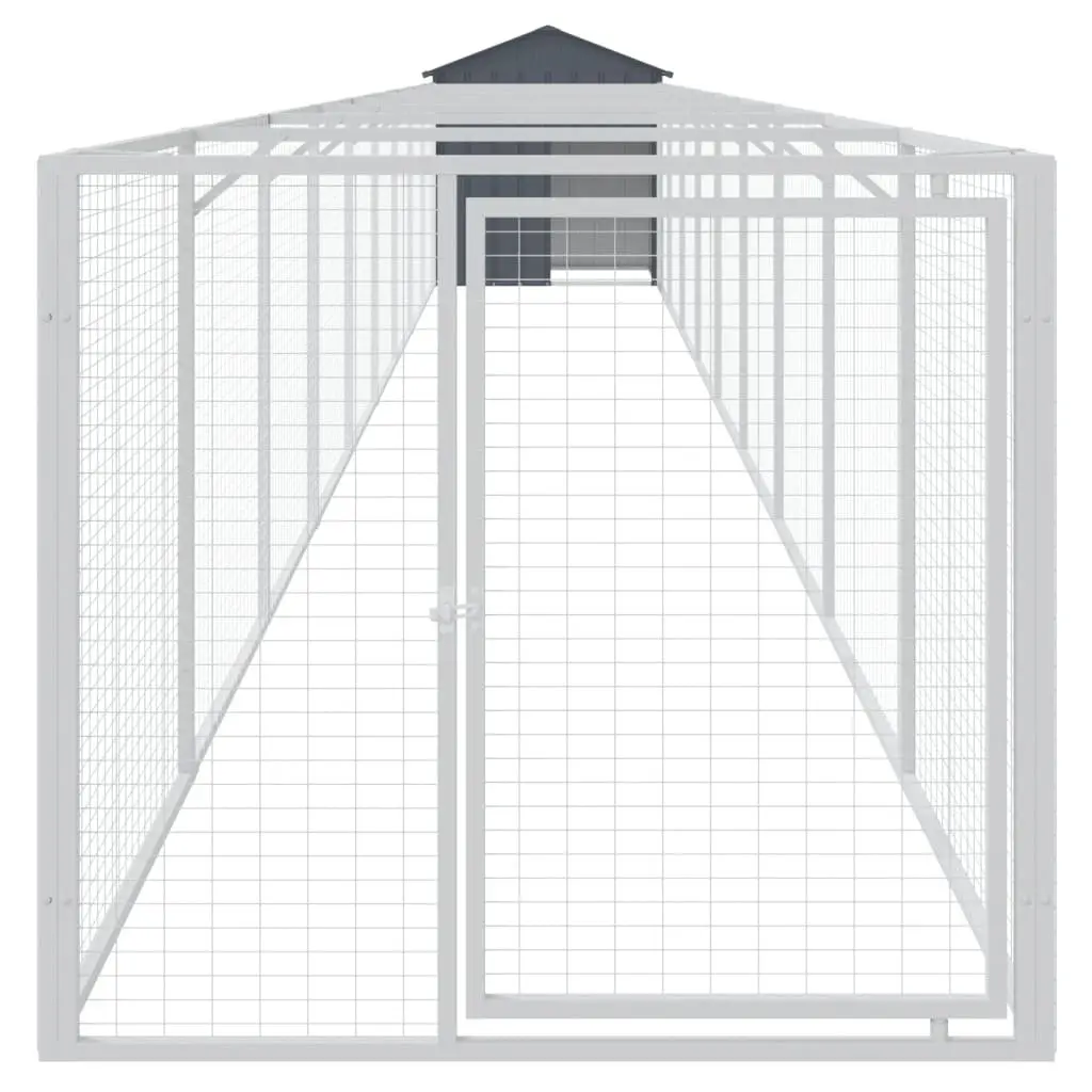 Dog Kennel Anthracite Galvanised Steel Outdoor House with Extended Run