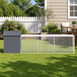 Concise and Strong Chicken Cage with Run 117x405x123 cm