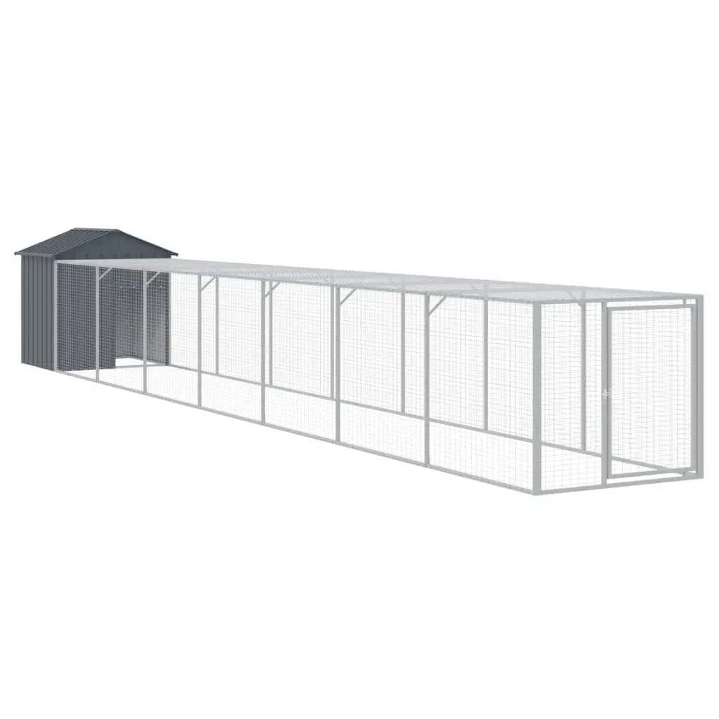 Chicken Cage Anthracite 117x813x123cm Galvanised Steel Coop with Run