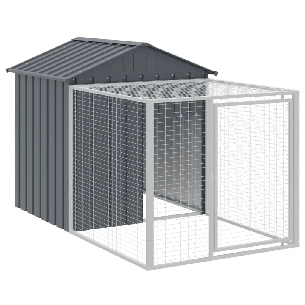 Chicken Cage Anthracite 117x813x123cm Galvanised Steel Coop with Run