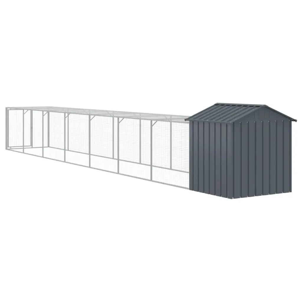 Chicken Cage Anthracite 117x813x123cm Galvanised Steel Coop with Run
