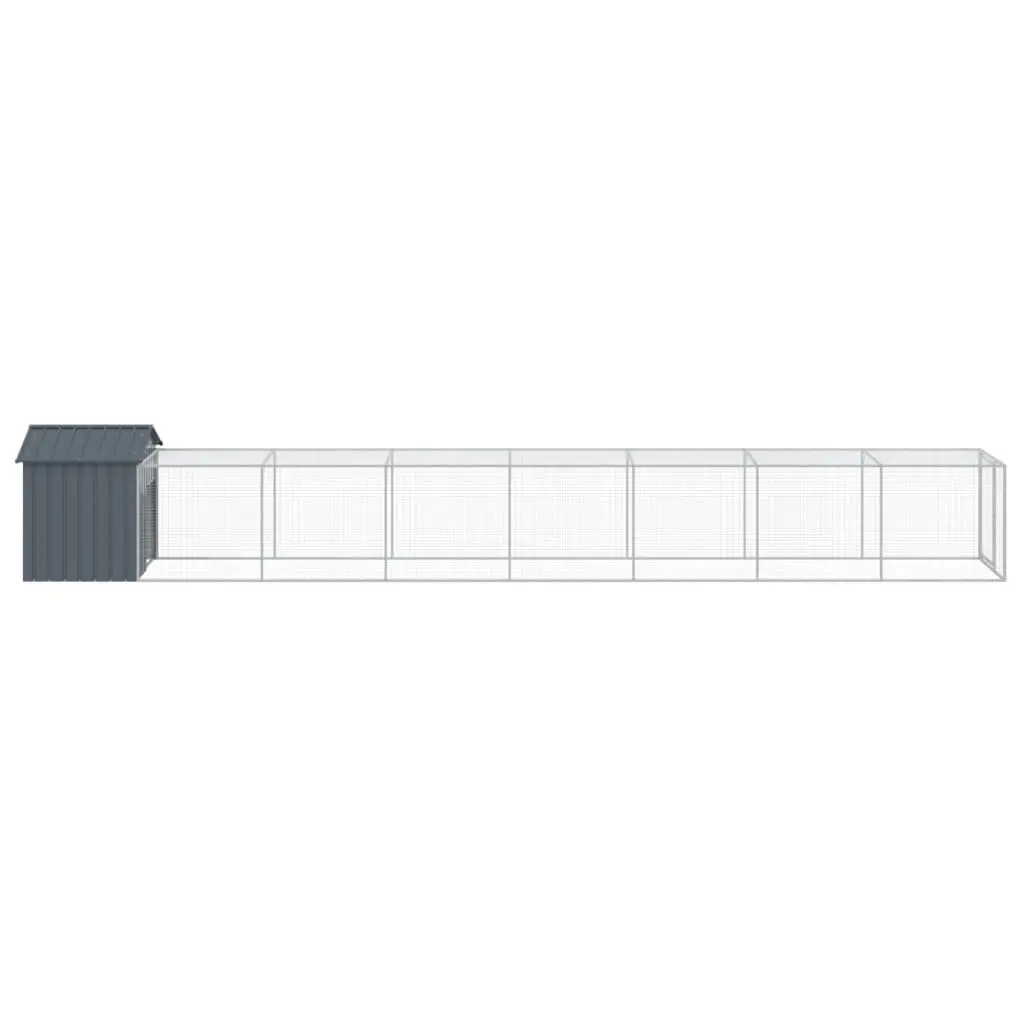 Chicken Cage Anthracite 117x813x123cm Galvanised Steel Coop with Run