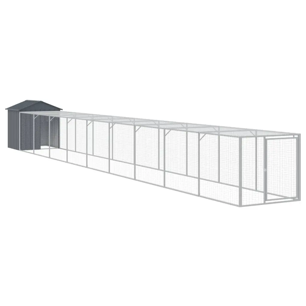Chicken Cage Anthracite Small Animal Habitat Galvanised Steel with Run