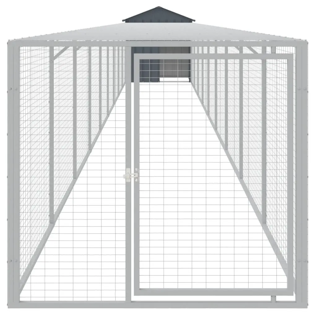 Chicken Cage Anthracite Small Animal Habitat Galvanised Steel with Run