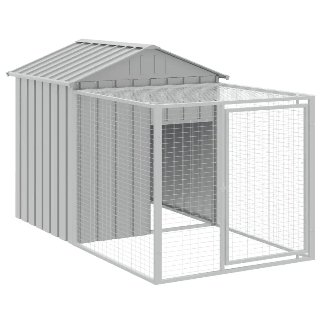 Chicken Cage Grey 117x405x123 cm Galvanised Steel Coop with Extended Run