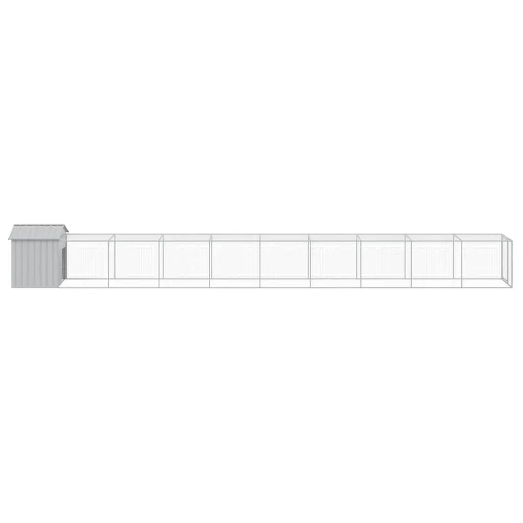 Chicken Cage with Run Grey 117x1017x123 cm Galvanised Steel Coop Hen House