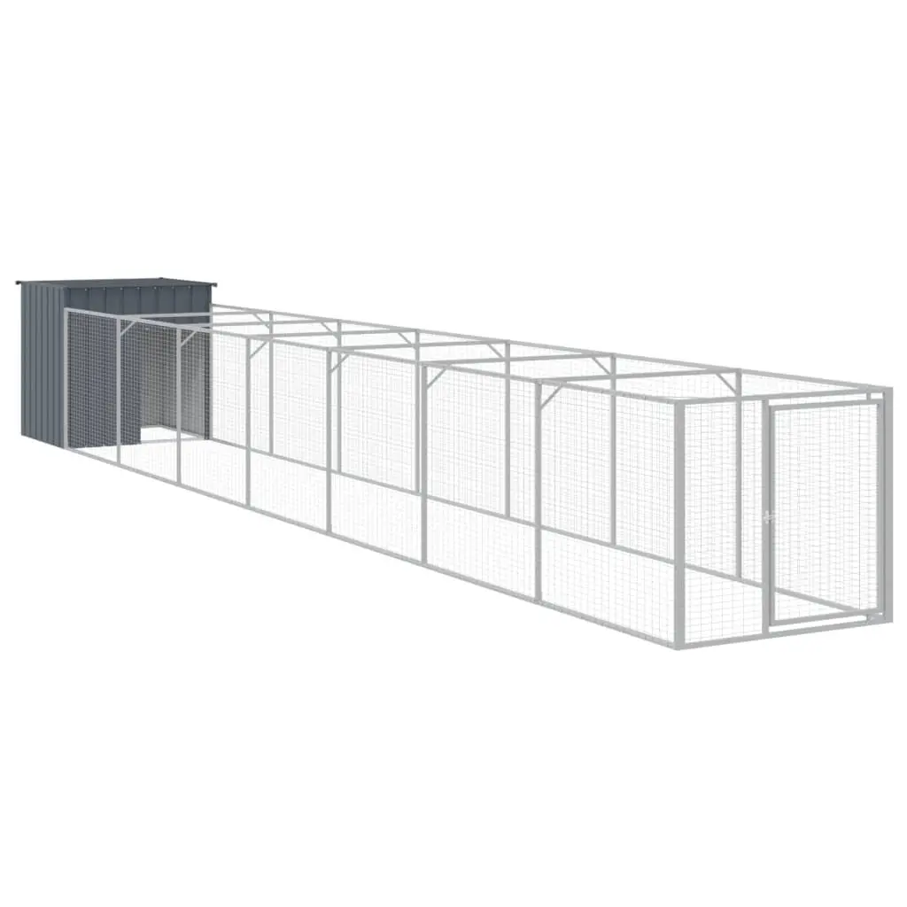Outdoor Dog Kennel with Run Anthracite Galvanised Steel Durable Shelter 110x81x110cm