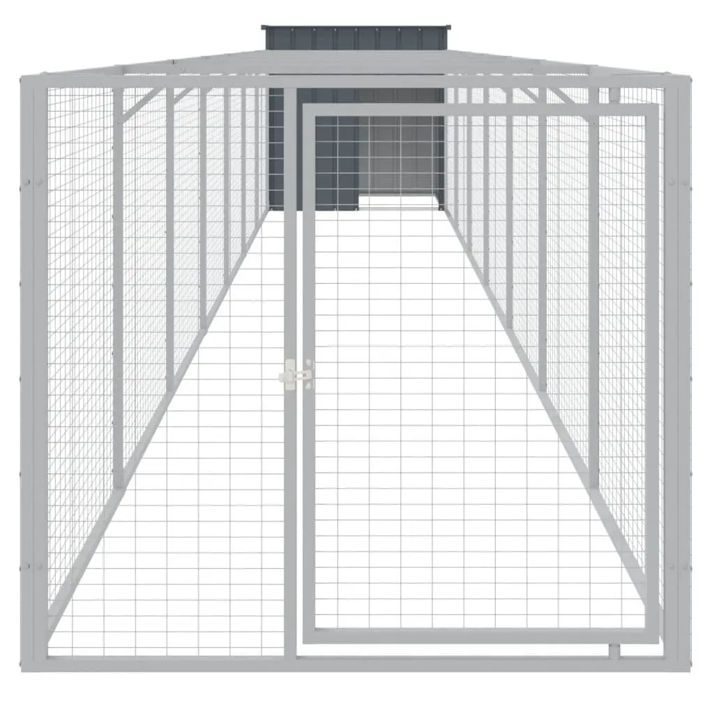 Outdoor Dog Kennel with Run Anthracite Galvanised Steel Durable Shelter 110x81x110cm