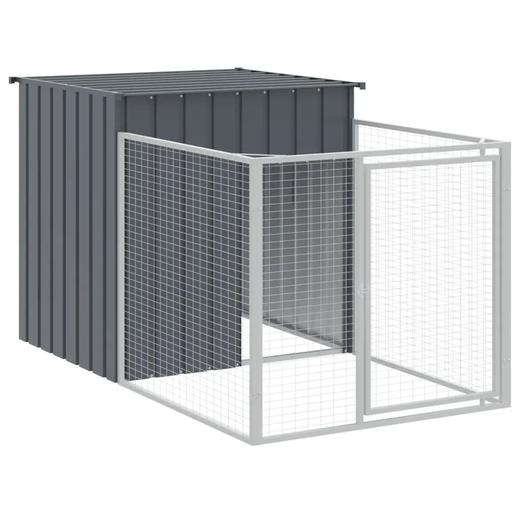Outdoor Dog Kennel with Run Anthracite Galvanised Steel Durable Shelter 110x81x110cm