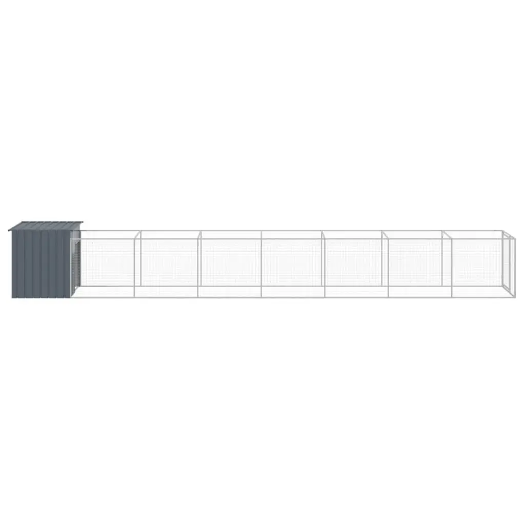 Outdoor Dog Kennel with Run Anthracite Galvanised Steel Durable Shelter 110x81x110cm