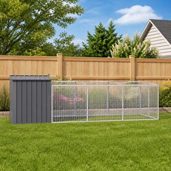Anthracite Dog House with Outdoor Run