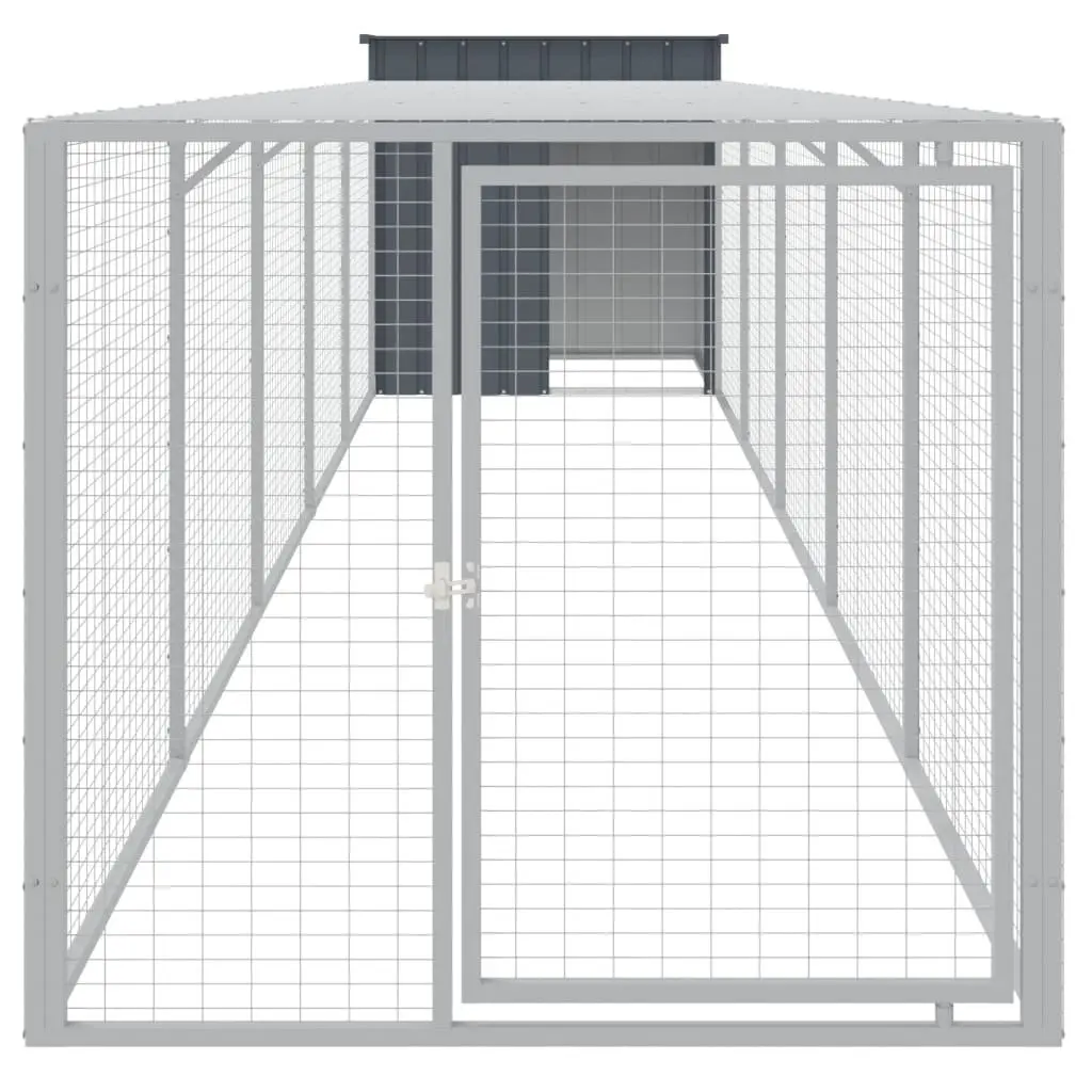 Chicken Cage Anthracite 110x609x110 cm Galvanised Steel with Run for Small Animals