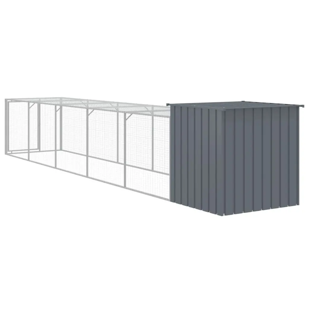 Chicken Cage Anthracite 110x609x110 cm Galvanised Steel with Run for Small Animals