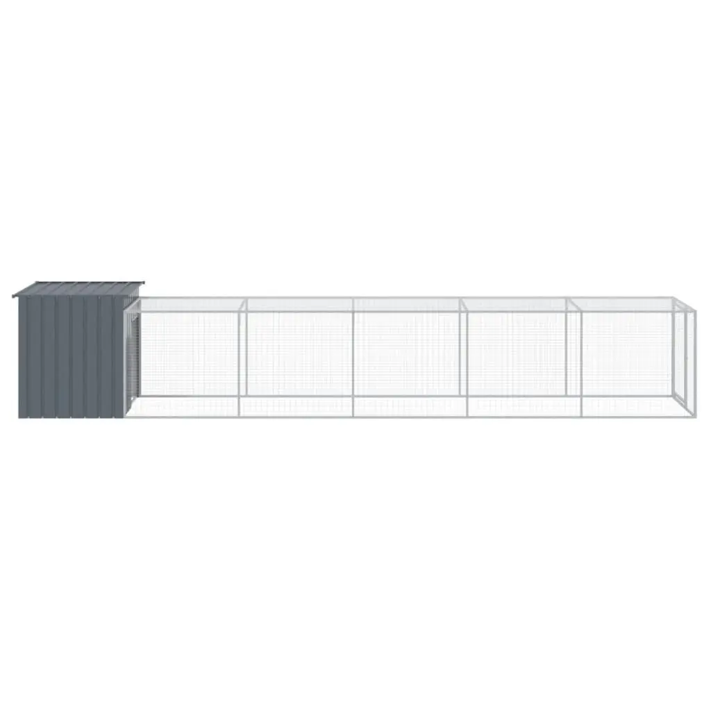 Chicken Cage Anthracite 110x609x110 cm Galvanised Steel with Run for Small Animals