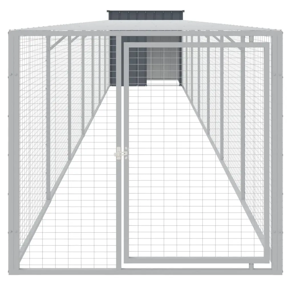 Chicken Cage Anthracite Small Animal Habitat Galvanised Steel with Extended Run