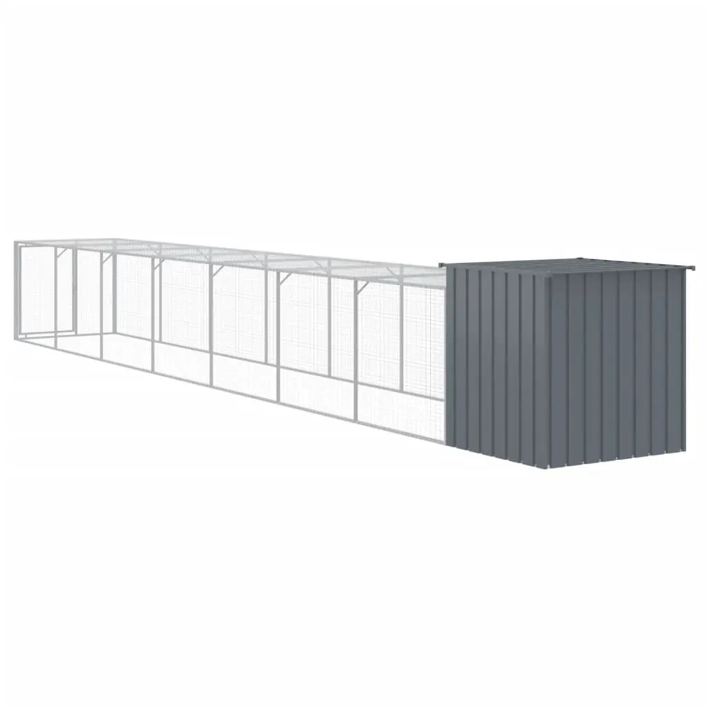 Chicken Cage Anthracite Small Animal Habitat Galvanised Steel with Extended Run