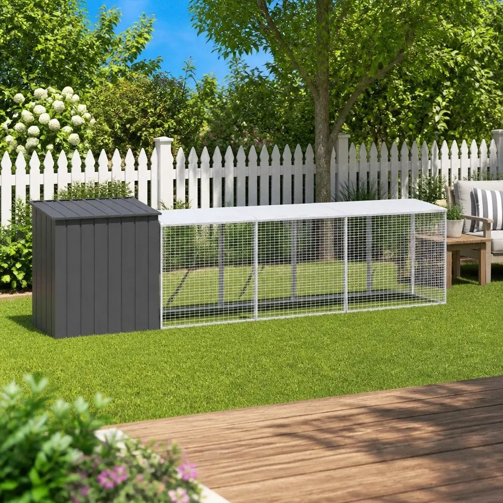 Chicken Cage Anthracite Small Animal Habitat Galvanised Steel with Extended Run