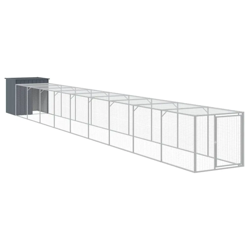 Chicken Cage Anthracite Small Animal Habitat Galvanised Steel with Extended Run