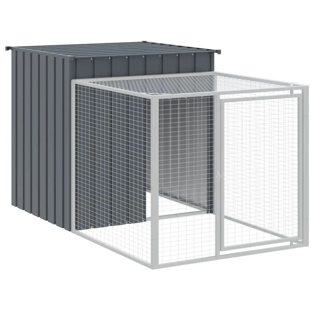 Chicken Cage Anthracite Small Animal Habitat Galvanised Steel with Run