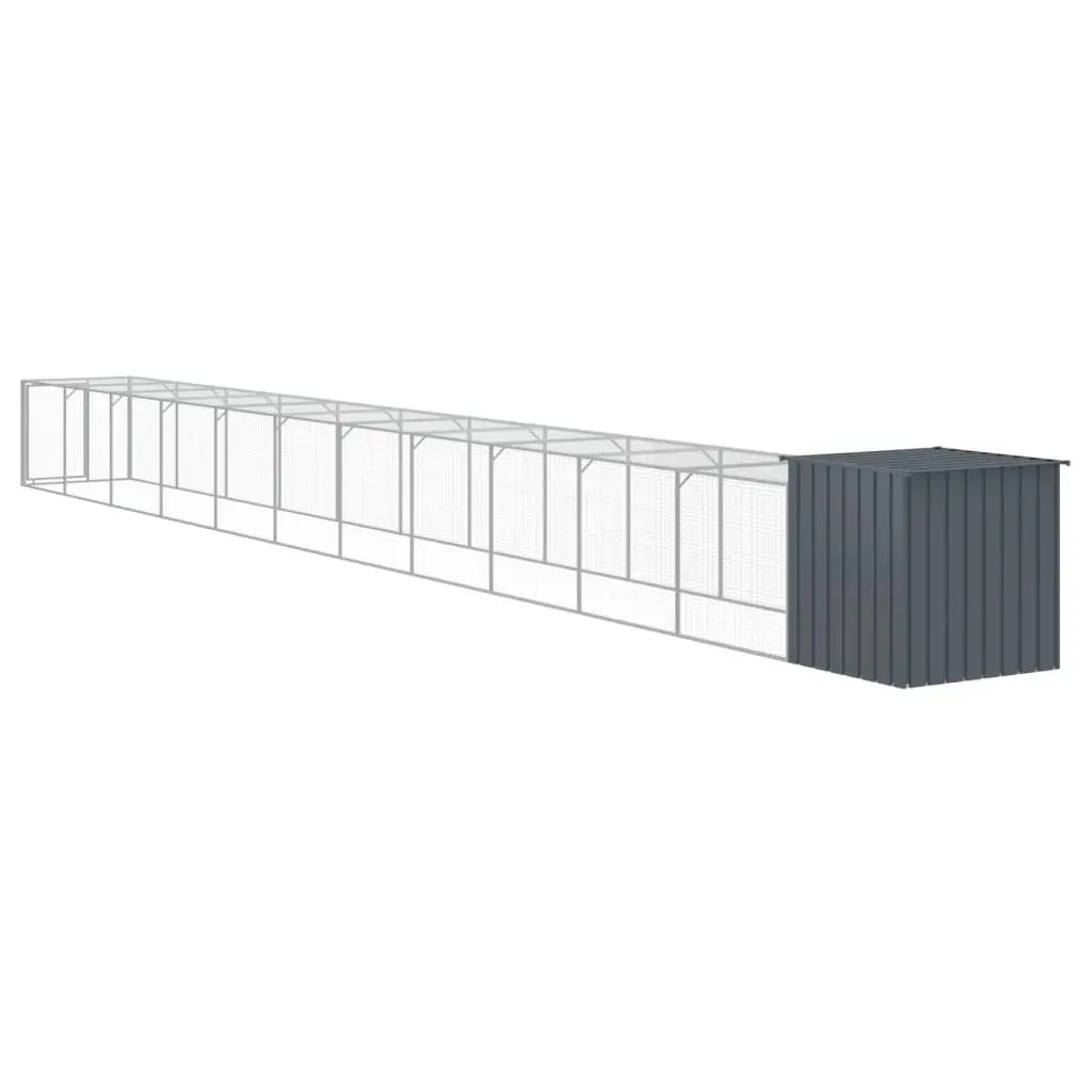 Chicken Cage Anthracite Small Animal Habitat Galvanised Steel with Run