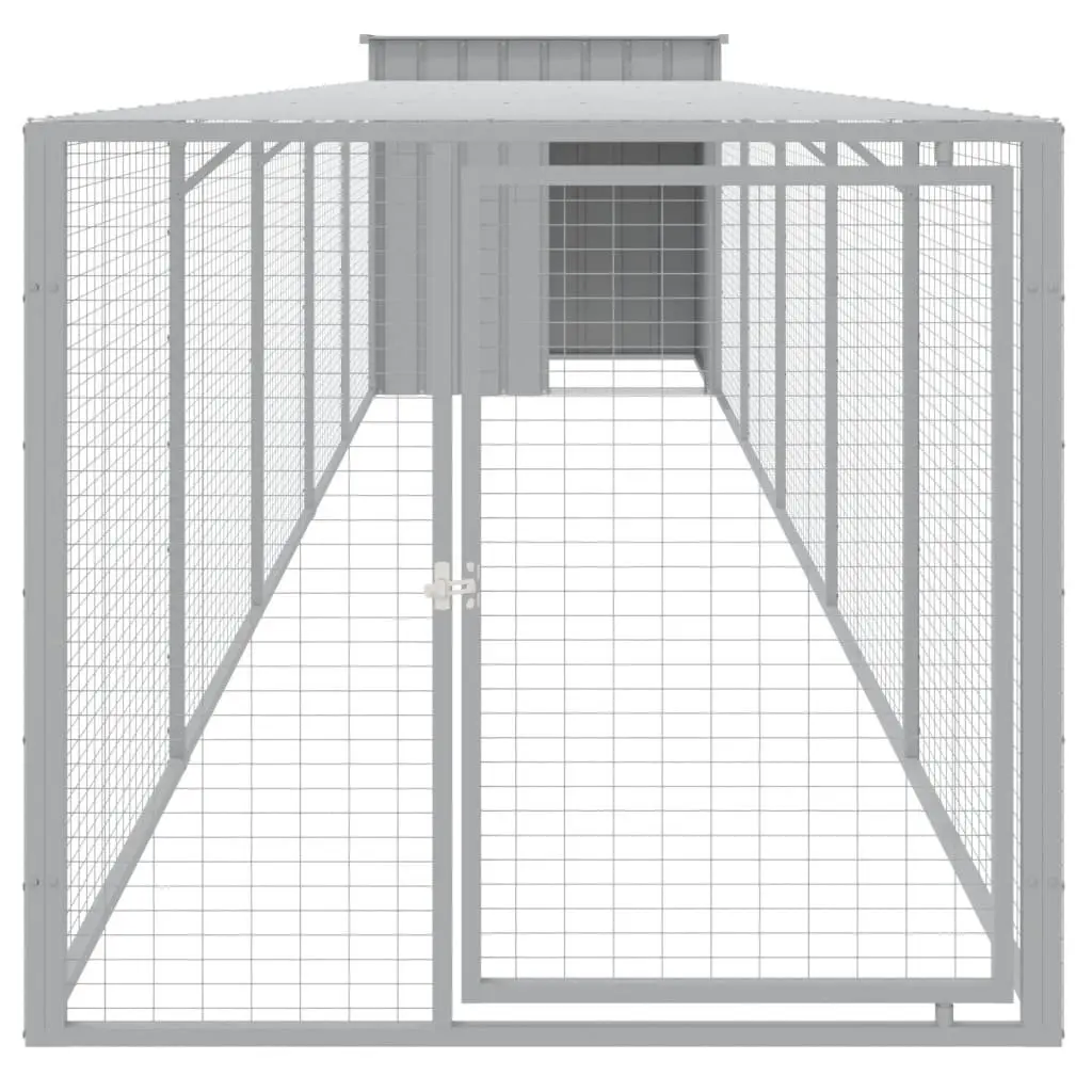 Chicken Cage Light Grey Small Animal Habitat Galvanised Steel with Run