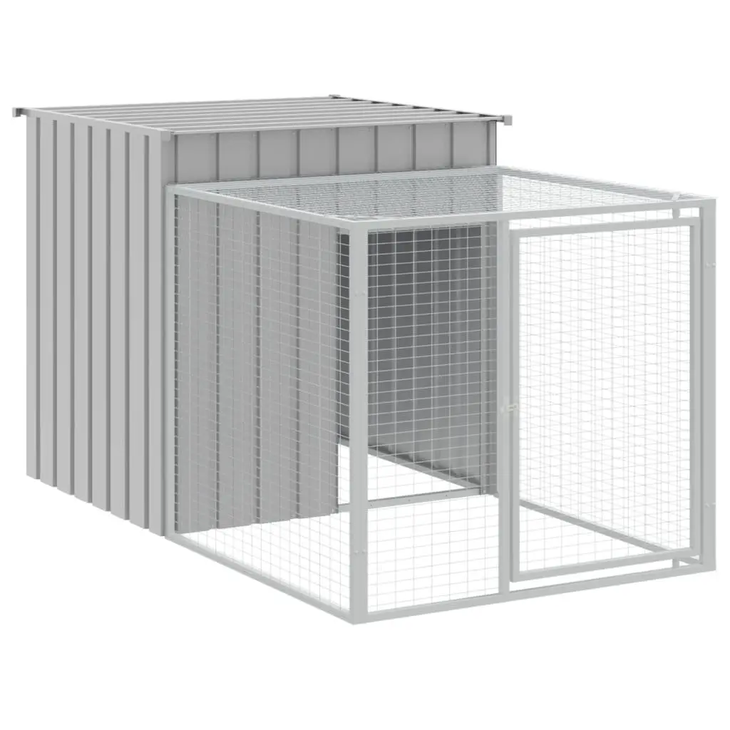Chicken Cage Grey 110x81x110 cm Galvanised Steel Coop with Run