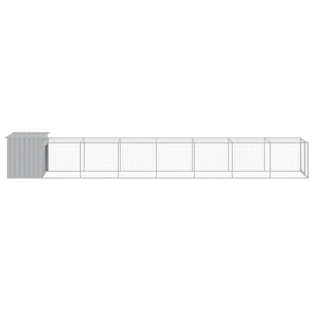 Chicken Cage Grey 110x81x110 cm Galvanised Steel Coop with Run