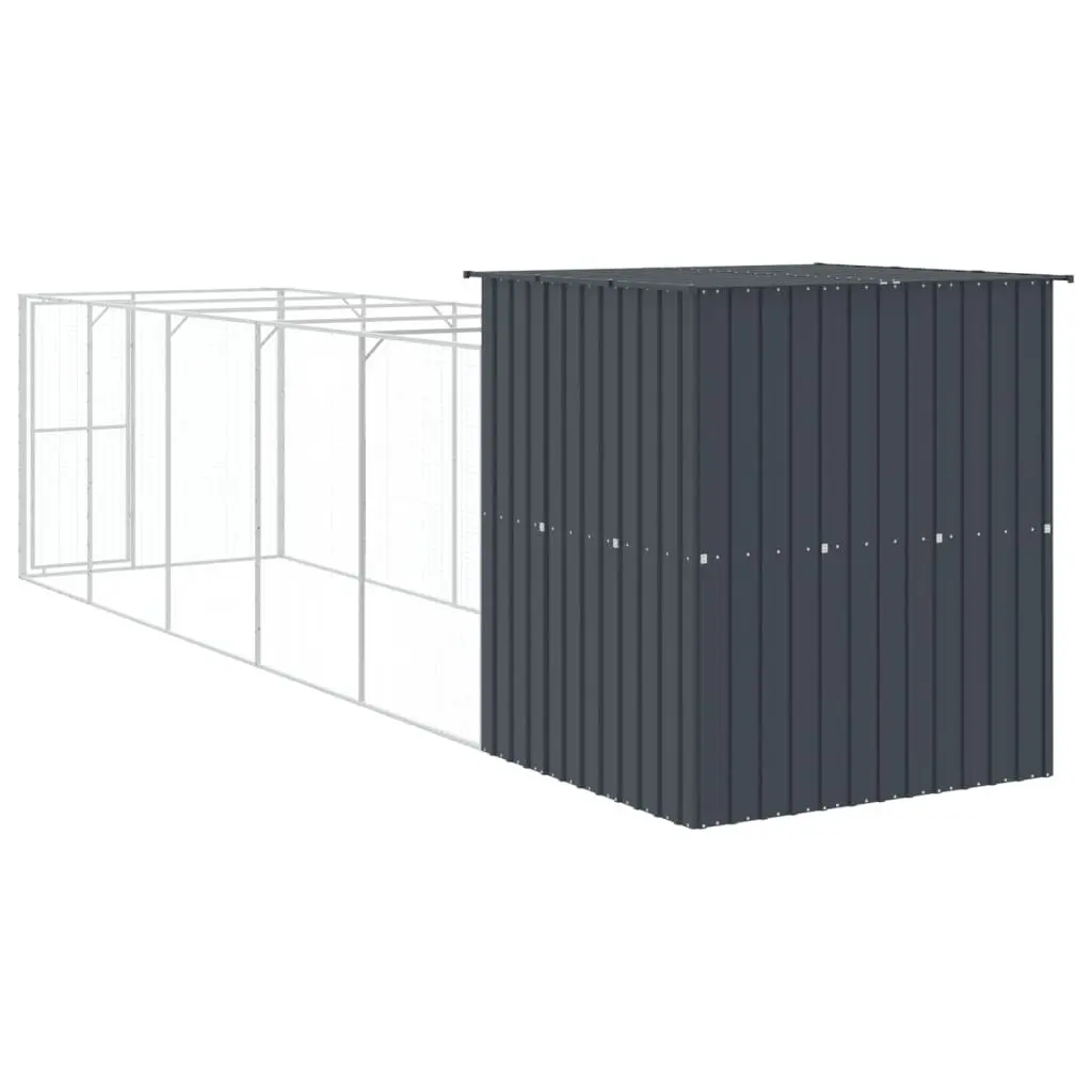 Dog Kennel Anthracite Large Galvanised Steel Outdoor House with Run