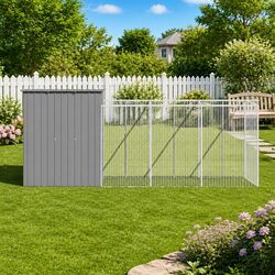 Compact Light Grey Galvanised Steel Dog House