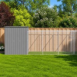 Dog House with Run Enclosure Mesh Galvanised Steel Pet Puppy Outdoor Kennel