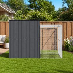 Compact and Functional Dog House with Run Setup