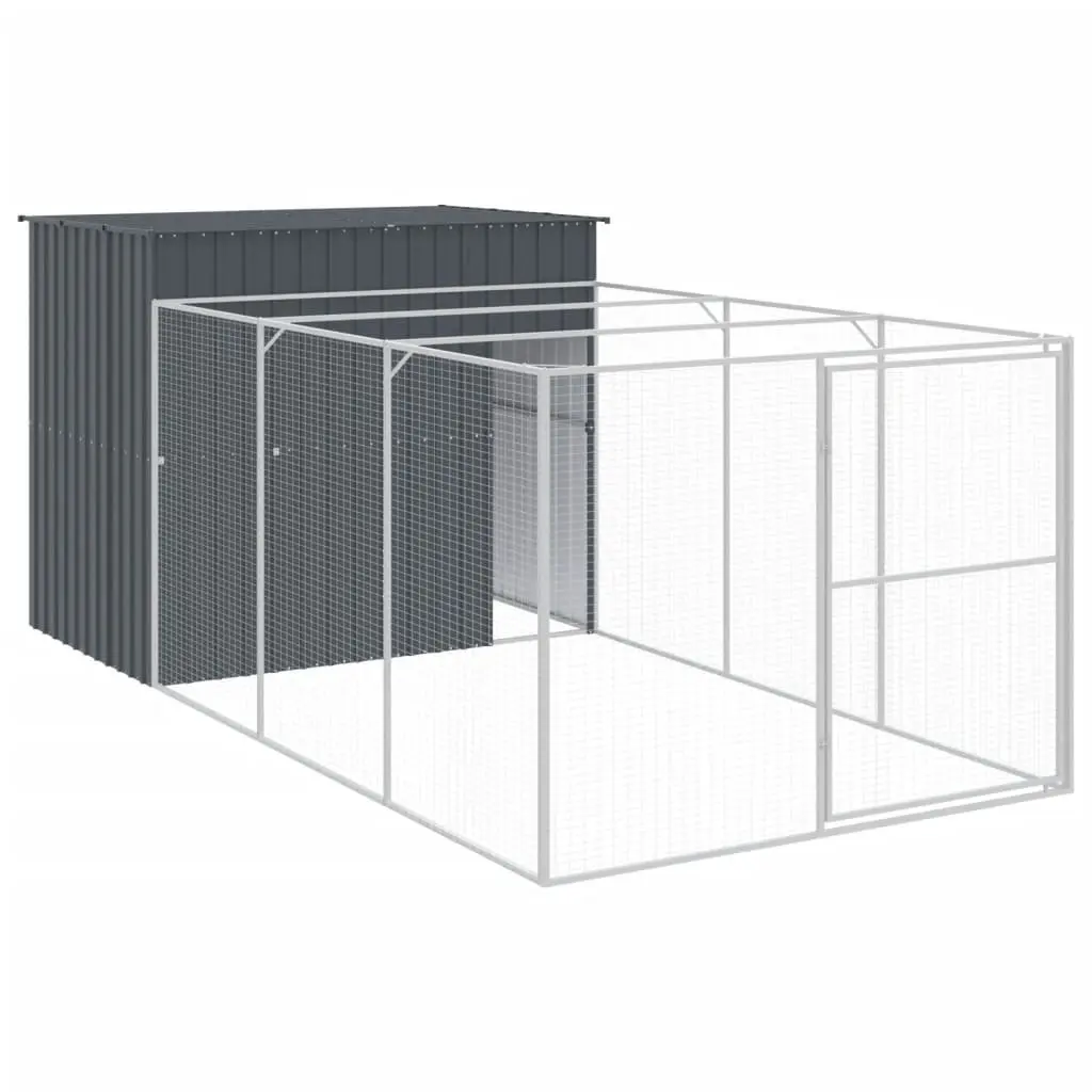 Dog Kennel Anthracite Large Galvanised Steel Outdoor Cage with Run