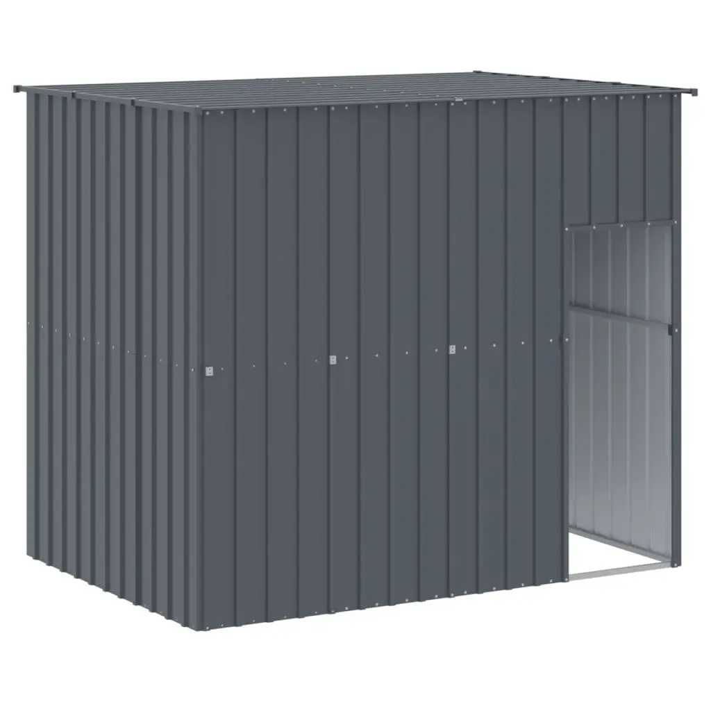 Dog Kennel Anthracite Galvanised Steel Outdoor House with Run for Safety and Comfort