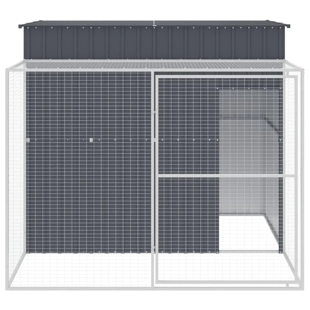 Dog Kennel Anthracite Large Galvanised Steel Outdoor House with Run